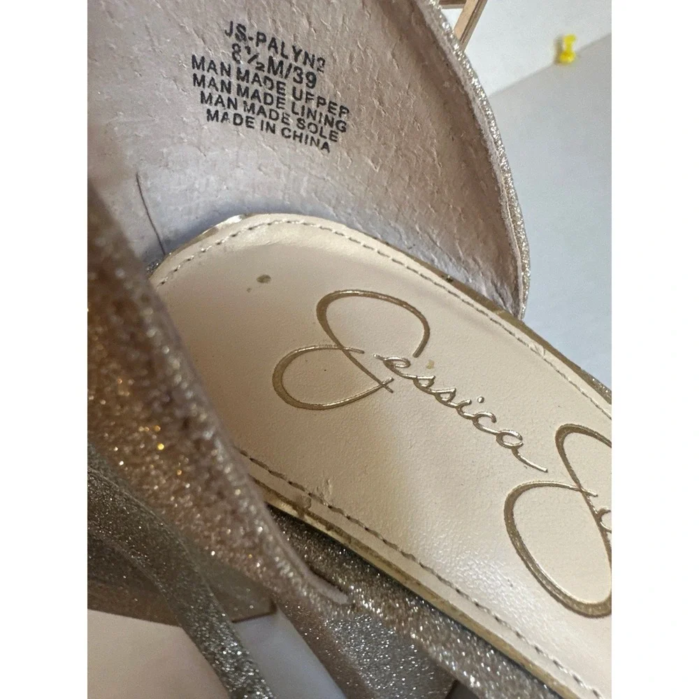 Jessica Simpson Palyn2 Gold Glitter Rhinestone Platform Heels Size 8.5